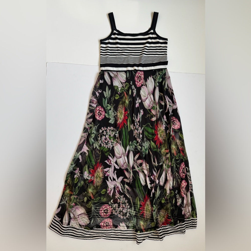Beate Heymann Stripe Bodace Dress In Floralis Size 8 Sleeveless Maxi - Picture 14 of 15